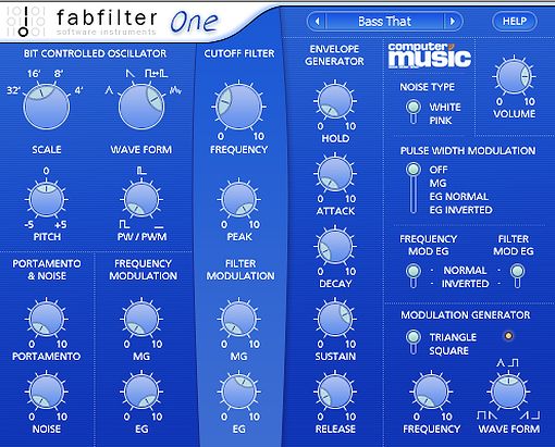 FabFilter One 2.01 Synthesizer Plugin mit vielen Presets.