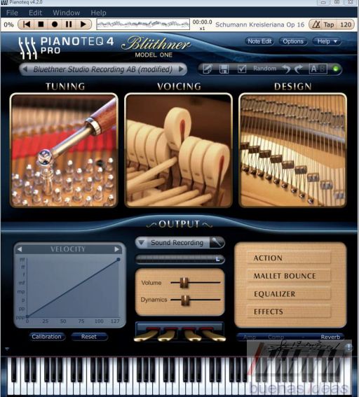 Pianoteq Pro 4 Benutzeroberfläche