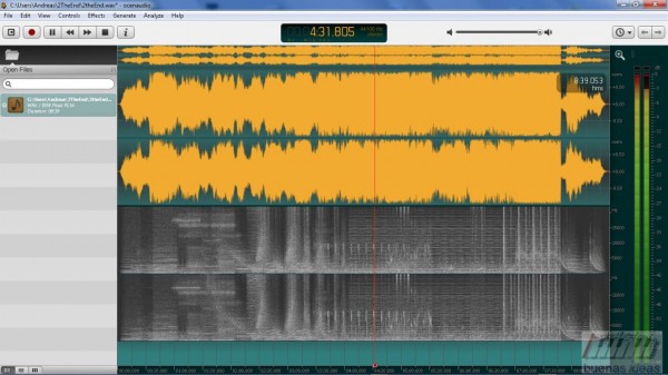 Ocenaudio gratis Audioeditor: Darstellung Wellenform und Spektrum