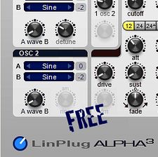 Gratis Synthesizer Plugin in 32 und 64bit für MAC und Windows, FreeAlpha 3.3 von LinnPlug