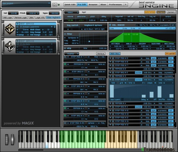 KLanghaus 2 - Die Pro Edit Seite eröffnet einige zusätzliche Möglichkeiten der Klangformung.
