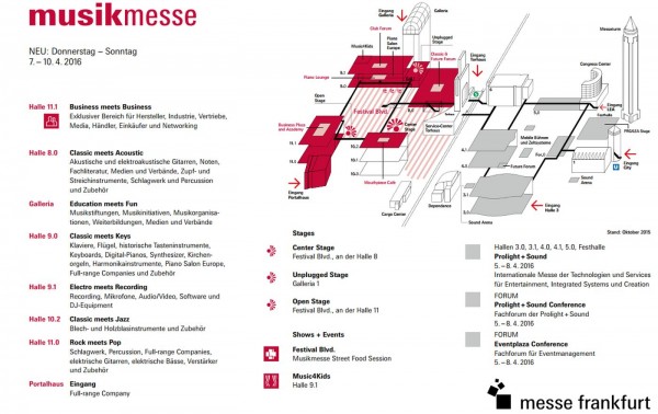 Musikmesse Frankfurt 2016 Hallenplan