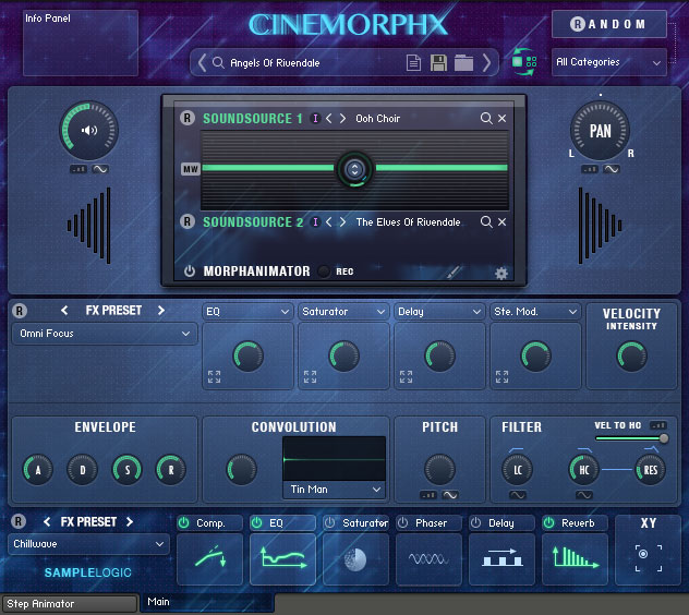 Der Main Screen von CinemorphX in der Single Core Ansicht.