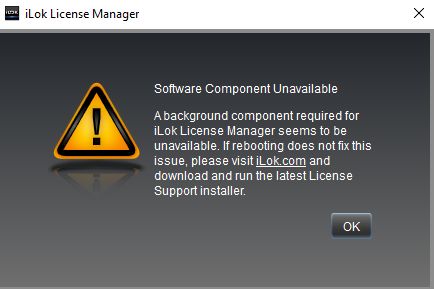 iLok-SoftWare-Component-unavailable