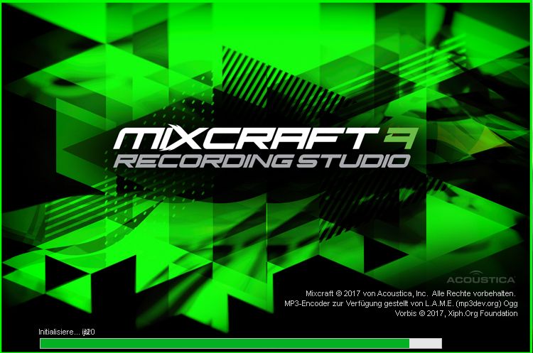 Mixcraft 9 Start Screen