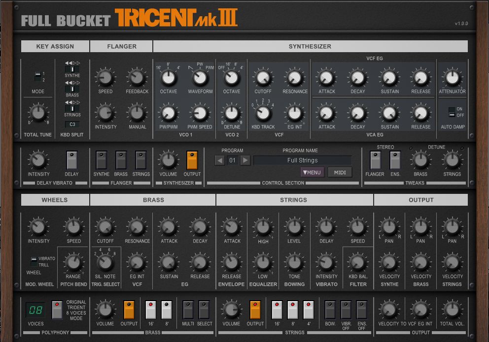 Der Korg Trident MK II als Synthesizer Plugin, Full Bucket Music Tricent MK III