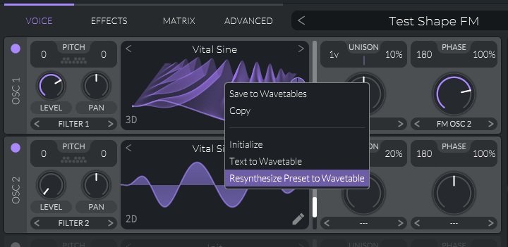 Resynthesize Preset to Wavetable