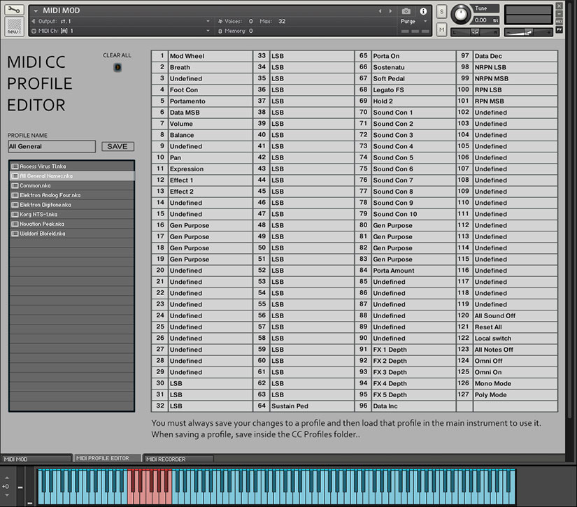 MIDI CC Parameter Profile