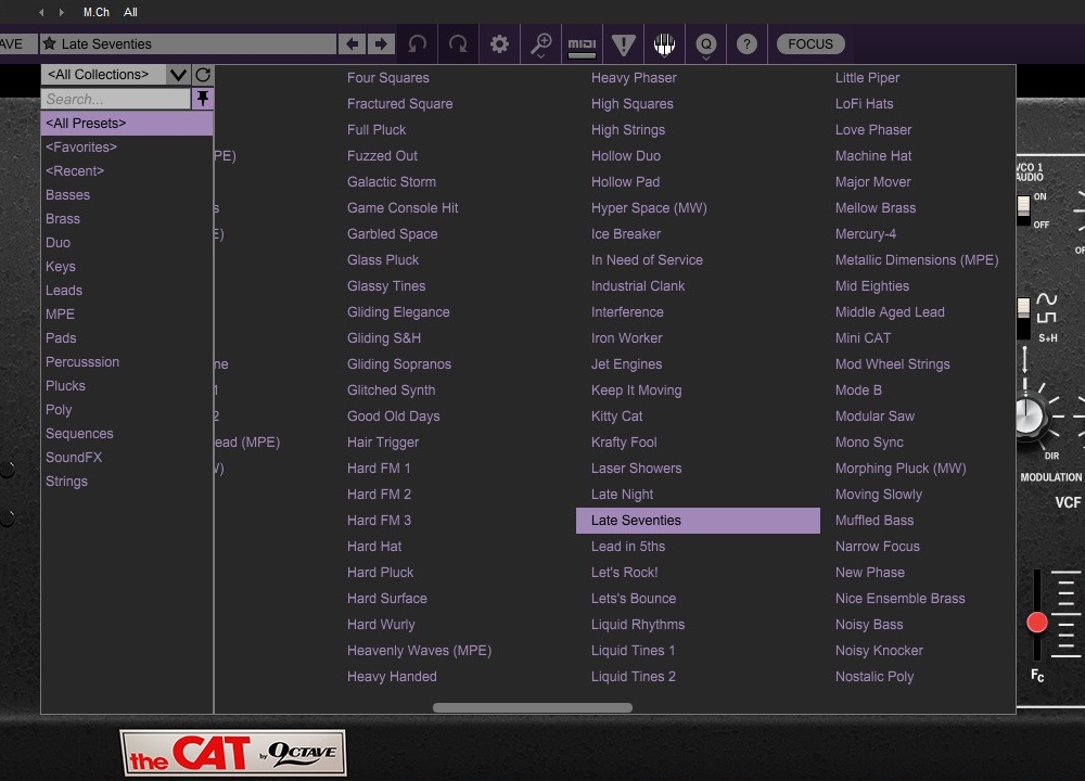 CHERRY AUDIO OCTAVE CAT - Preset-Browser