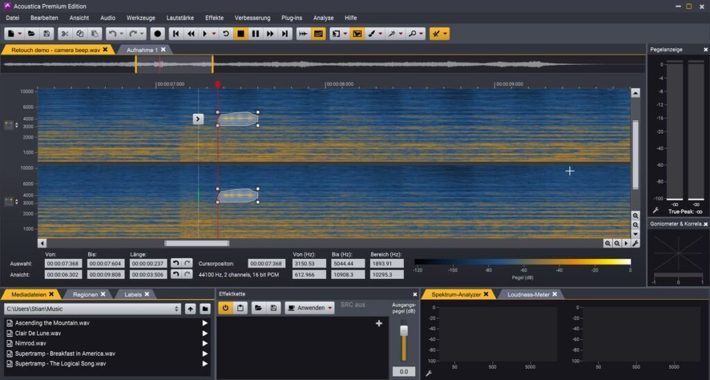 Acoustica 7.5 Spectral Editor