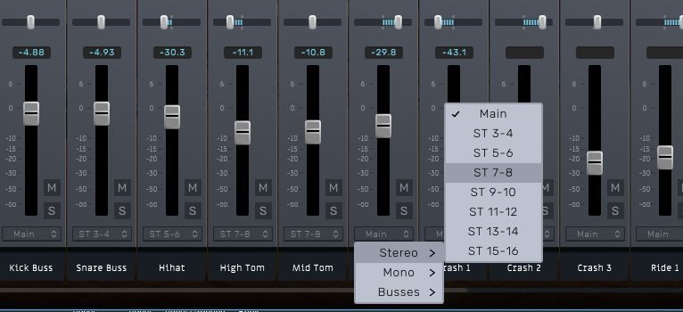 BFD Player Mischpult Routing