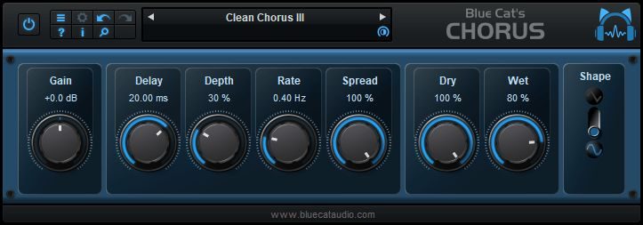 Beispiel Chorus Modulationseffekt Blue Cat Chorus Gratis Plugin